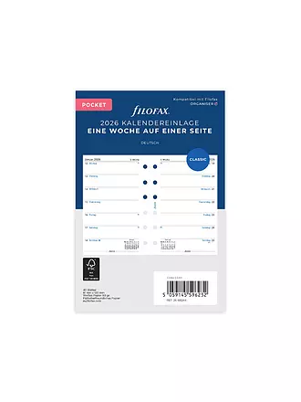 FILOFAX | Inserto per agenda Pocket Settimana 2026 Tedesco | 